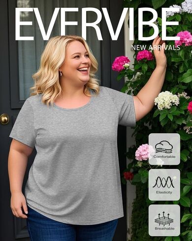 3 Pack Women's Plus Size Cotton Shirts, Scoop Neck Short Sleeve Casual Tops Summer Basic Tunic Tees in Saudi Arabia