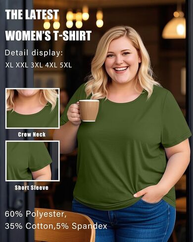 3 Pack Women's Plus Size Cotton Shirts, Scoop Neck Short Sleeve Casual Tops Summer Basic Tunic Tees in Saudi Arabia