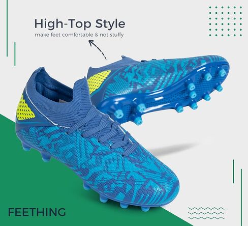 Boys Soccer Cleats Girls Youth High Top Futsal Soccer Shoes Outdoor Athletic Football Cleats Little Gig Kids in Kuwait