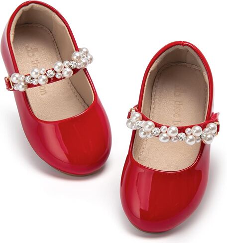 Toddler Mary Janes Ballet Dress Flats Flower Girl Sparkly Pearl Shoes in Saudi Arabia