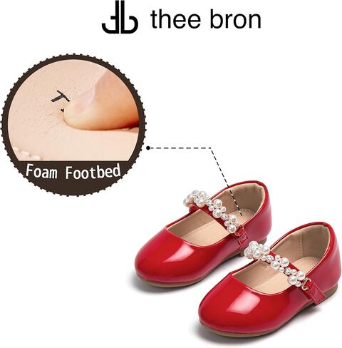 Toddler Mary Janes Ballet Dress Flats Flower Girl Sparkly Pearl Shoes in Saudi Arabia