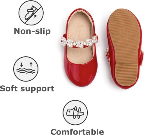 Toddler Mary Janes Ballet Dress Flats Flower Girl Sparkly Pearl Shoes in Saudi Arabia