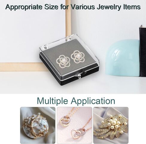 PATIKIL 12 Pcs Lapel Pin Box, 2x2x0.7 Inch Plastic Clear Brooch Storage Boxes Jewelry Gift Display Container with Sponge for Badge Pin Gemstone Show Case in Saudi Arabia