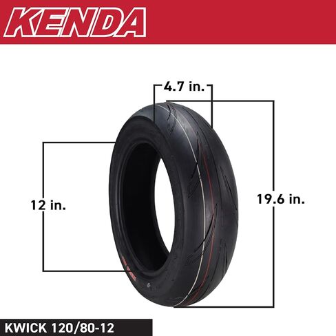 Kenda KD2 KWICK (KD2) 100/90-12 الأمامي (49J) و 120/80-12 الخلفية (51 لتر) إطارات للدراجات النارية والدراجات البخارية ، شعاعي مع استقرار السرعة العلوية والقبضة الرطبة الممتازة مع سلسلة المفاتيح-تتناسب مع هوندا جروم (2 حزمة) in Saudi Arabia