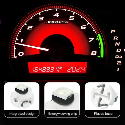 10PCS T3 Neo Wedge LED Car Instrument Cluster Dashboard Gauge Bulb, 8mm Interior Dash Board Indication Light Replacement, Compatible with 35853-SDA-A01 Accord Civic Camry (White) in Saudi Arabia