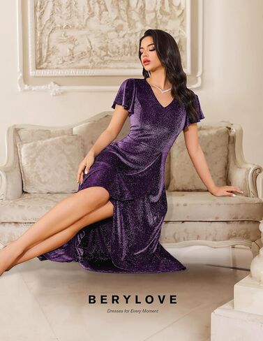 BeryLove Women Sequin Formal Party Dress Wedding Guest Cocktail Long Evening Dresses in Kuwait