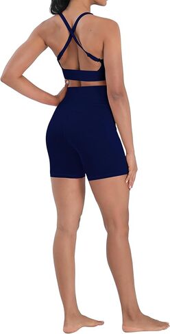 شورتات راكب الدراجة النارية نساء عالية الخصر السيطرة على اليوغا شورتات تجريب مع جيوب للياقة البدنية الرياضية الجري in Kuwait