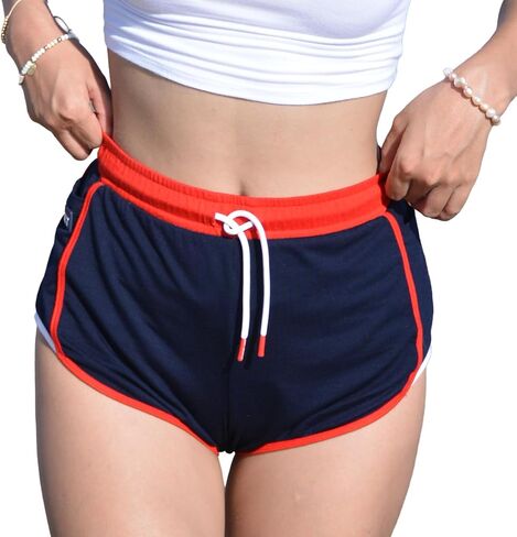 BODY GRAFFITI Women's Color Block Dolphin Shorts with Drawstring Waistband and Dual Side Pockets in Saudi Arabia