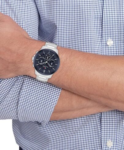 Tommy Hilfiger Men 3H's 3H Quartz Multifunction Watch - سوار من الفولاذ المقاوم للصدأ مع قرص هيكل عظمي شفاف - 5 أجهزة الصراف الآلي مقاومة للماء - ساعة الكلاسيكية الحديثة - هدية له - 44 ملم in Kuwait