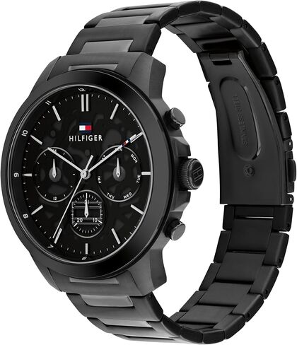 Tommy Hilfiger Men 3H's 3H Quartz Multifunction Watch - سوار من الفولاذ المقاوم للصدأ مع قرص هيكل عظمي شفاف - 5 أجهزة الصراف الآلي مقاومة للماء - ساعة الكلاسيكية الحديثة - هدية له - 44 ملم in Saudi Arabia