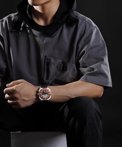 NAVIFORCE MEN MAND FASHION SPORT يشاهد مربعًا عسكريًا كبيرًا في ساعة معصم كرونوغراف ماء مع يدي مضيئة ، حزام جلدي in Kuwait
