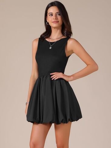 Allegra K Women's Bubble Dress Sleeveless Crew Neck Backless Mini Sundress Summer Tank Dresses in Saudi Arabia