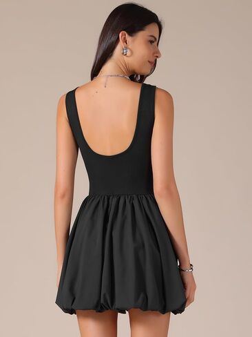Allegra K Women's Bubble Dress Sleeveless Crew Neck Backless Mini Sundress Summer Tank Dresses in Saudi Arabia