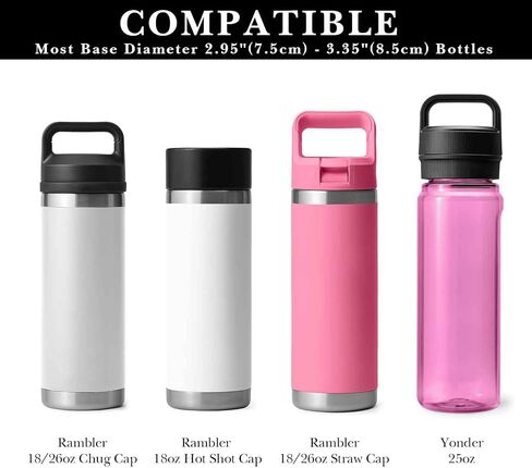 حزام حامل زجاجات المياه Linkidea متوافق مع زجاجة YETI Rambler 26oz، زجاجة Yonder 1L/34oz، حقيبة حمل زجاجات المياه المعزولة من النيوبرين مع حزام معصم، أبيض فاتح in Kuwait