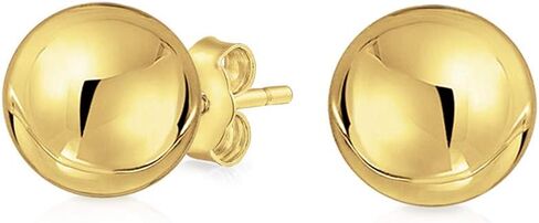 Tiny Simple Hollow Cartilage Ear Lobe Bead Round Ball Real 14K Yellow Drop Wire Gold Stud Earrings For Women Teen 3MM 4MM 5MM in Saudi Arabia