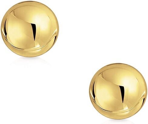 Tiny Simple Hollow Cartilage Ear Lobe Bead Round Ball Real 14K Yellow Drop Wire Gold Stud Earrings For Women Teen 3MM 4MM 5MM in Saudi Arabia