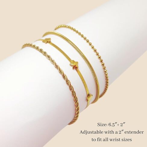 14K Real Gold Plated Jewelry Set for Women, Waterproof Gold Bracelets for Women, Premium– Non-Tarnish, Dainty & Cute Jewelry, bracelets for women trendy. gold plated bracelets for women in Saudi Arabia
