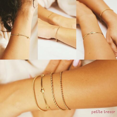 14K Real Gold Plated Jewelry Set for Women, Waterproof Gold Bracelets for Women, Premium– Non-Tarnish, Dainty & Cute Jewelry, bracelets for women trendy. gold plated bracelets for women in Saudi Arabia