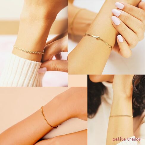 14K Real Gold Plated Jewelry Set for Women, Waterproof Gold Bracelets for Women, Premium– Non-Tarnish, Dainty & Cute Jewelry, bracelets for women trendy. gold plated bracelets for women in Saudi Arabia