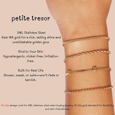 14K Real Gold Plated Jewelry Set for Women, Waterproof Gold Bracelets for Women, Premium– Non-Tarnish, Dainty & Cute Jewelry, bracelets for women trendy. gold plated bracelets for women in Saudi Arabia