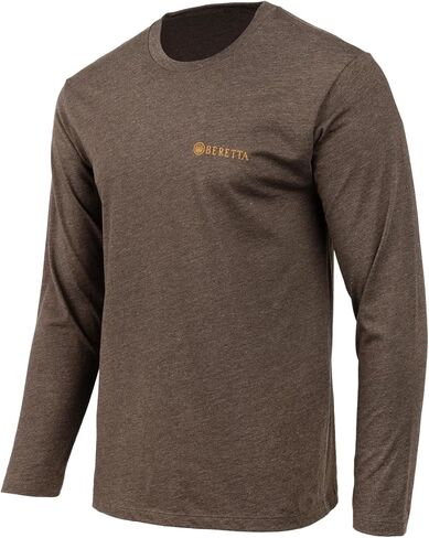 Beretta Men's Walk Em Casual Durable Multi-Purpose Comfortable Cotton Blend Ribbed Crew Neck Long Sleeve T-Shirt with Logo in Saudi Arabia