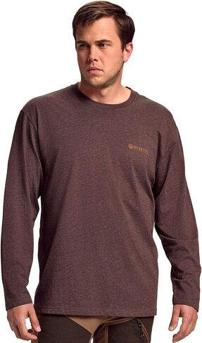 Beretta Men's Walk Em Casual Durable Multi-Purpose Comfortable Cotton Blend Ribbed Crew Neck Long Sleeve T-Shirt with Logo in Saudi Arabia
