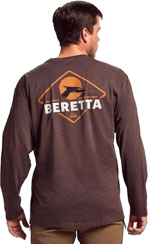 Beretta Men's Walk Em Casual Durable Multi-Purpose Comfortable Cotton Blend Ribbed Crew Neck Long Sleeve T-Shirt with Logo in Saudi Arabia