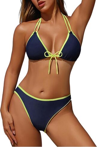Zaful Womens String Bikini مجموعات ألوان مثير كتلة قطعتين للسباحة صفيق الرسن بدلات الاستحمام مثلث ملابس السباحة in Kuwait