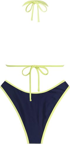 Zaful Womens String Bikini مجموعات ألوان مثير كتلة قطعتين للسباحة صفيق الرسن بدلات الاستحمام مثلث ملابس السباحة in Kuwait