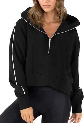 Fisoew Womens Eggerize Swinshirt Shirt Ship Disual Long Sould Sourd Soulder Tops in Saudi Arabia