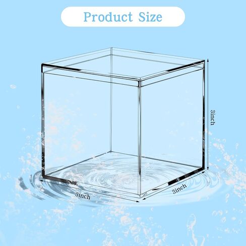 12 PCS Acrylic Square Cube 3 x 3 x 3 Inches, Small Clear Plastic Display Boxes with Lids, Clear Acrylic Storage Square Cube Boxes, Display Case Container for Candy Jewelry Tiny Items in Kuwait