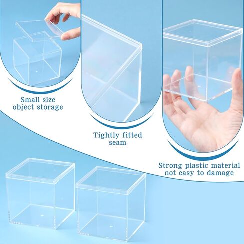 12 PCS Acrylic Square Cube 3 x 3 x 3 Inches, Small Clear Plastic Display Boxes with Lids, Clear Acrylic Storage Square Cube Boxes, Display Case Container for Candy Jewelry Tiny Items in Kuwait
