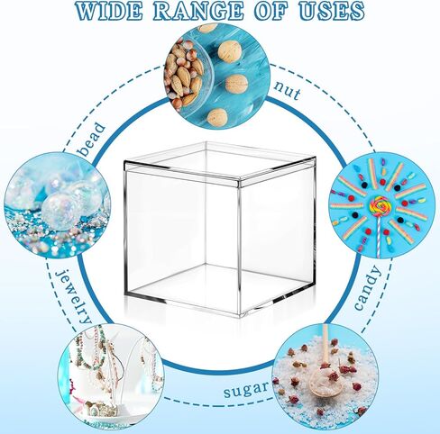 12 PCS Acrylic Square Cube 3 x 3 x 3 Inches, Small Clear Plastic Display Boxes with Lids, Clear Acrylic Storage Square Cube Boxes, Display Case Container for Candy Jewelry Tiny Items in Kuwait