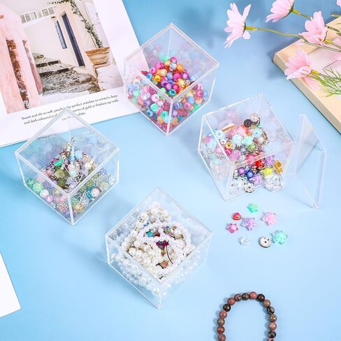12 PCS Acrylic Square Cube 3 x 3 x 3 Inches, Small Clear Plastic Display Boxes with Lids, Clear Acrylic Storage Square Cube Boxes, Display Case Container for Candy Jewelry Tiny Items in Kuwait
