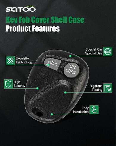 SCITOO SCITOO بدون مفتاح التحكم عن بُعد لـ Chevy Tahoe 4.8L 5.3L 5.7L 6.5L 1996-2000 16245100-29 (1 PCS) 2 Buttons 315MHz in Saudi Arabia