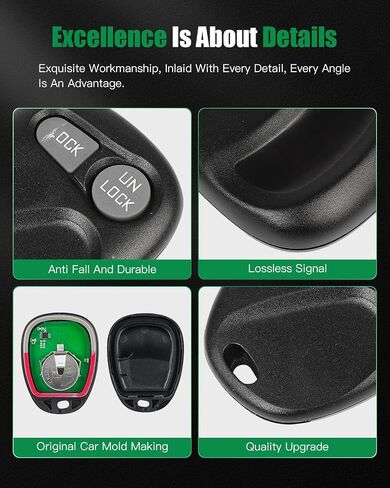 SCITOO SCITOO بدون مفتاح التحكم عن بُعد لـ Chevy Tahoe 4.8L 5.3L 5.7L 6.5L 1996-2000 16245100-29 (1 PCS) 2 Buttons 315MHz in Saudi Arabia
