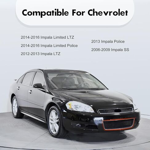 Carpartsdepot Grille Grille Grille Frame Lower chrome مع compaitlble الأسود مع شيفروليه 2012-2016 Impala & 2006-2009 Impala SS GM1036107 10333712 in Kuwait