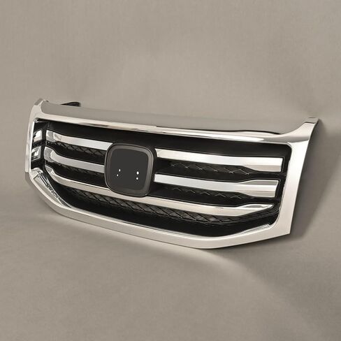 Front Grille Replacement for 2012-2015 Honda Pilot | Upper Bumper Grill Assembly | Compatible with HO1200210C & HO1216109 | Durable ABS Plastic - Chrome Silver & Black Finish in Saudi Arabia