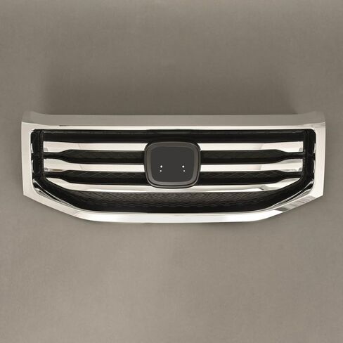 Front Grille Replacement for 2012-2015 Honda Pilot | Upper Bumper Grill Assembly | Compatible with HO1200210C & HO1216109 | Durable ABS Plastic - Chrome Silver & Black Finish in Saudi Arabia