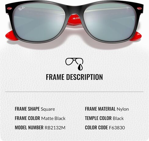 Ray-Ban RB2132M New Wayfarer Ferrari Collection Square Shape Sunglasses for Men & Women- Timeless Classic Sun Glasses - Premium UV Protection - Designer Men's and Women's Sunglasses in Saudi Arabia