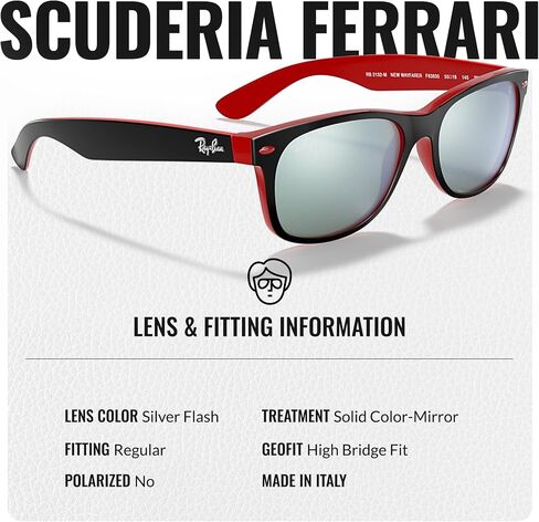 Ray-Ban RB2132M New Wayfarer Ferrari Collection Square Shape Sunglasses for Men & Women- Timeless Classic Sun Glasses - Premium UV Protection - Designer Men's and Women's Sunglasses in Saudi Arabia