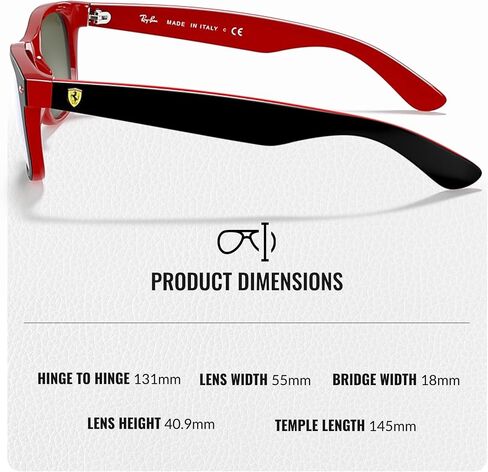 Ray-Ban RB2132M New Wayfarer Ferrari Collection Square Shape Sunglasses for Men & Women- Timeless Classic Sun Glasses - Premium UV Protection - Designer Men's and Women's Sunglasses in Saudi Arabia