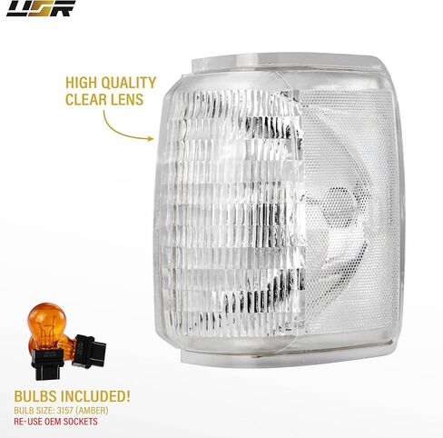 USR 87-91 Light Bronco Corner Light-انعطف مصابيح إشارة (يسار + يمين)-متوافق مع 1987-1991 فورد برونكو الحجم الكامل SUV / F150 F250 F350 / F-150 F-250 F-350 (مصابيح زاوية واضحة مع مصابيح العنبر) in Saudi Arabia