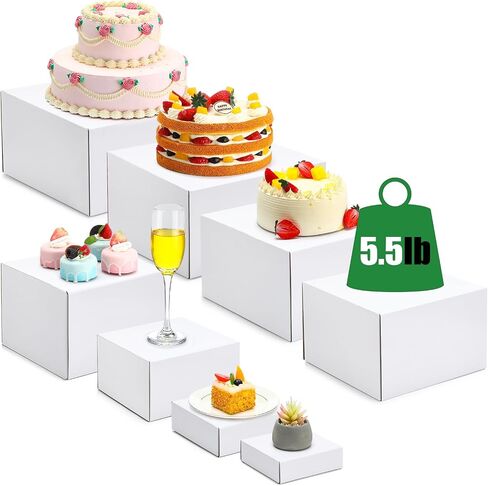 8 Pcs Buffet Risers, 12" 11" 10" 9" 7.9" 6.9" 5.9" 5" Display Stand Food Risers for Buffet Table Boxes Display Stand Shelf with Hollow Bottoms for Catering Collectibles Jewelry Show in Saudi Arabia