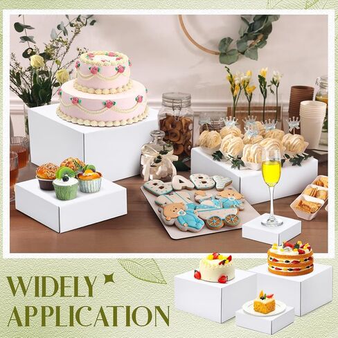 8 Pcs Buffet Risers, 12" 11" 10" 9" 7.9" 6.9" 5.9" 5" Display Stand Food Risers for Buffet Table Boxes Display Stand Shelf with Hollow Bottoms for Catering Collectibles Jewelry Show in Saudi Arabia