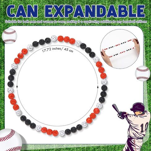 12 Pcs Baseball Bling Beaded Necklace and Baseball Rope Bracelet Set for Men Players Gifts Team Lovers in Kuwait