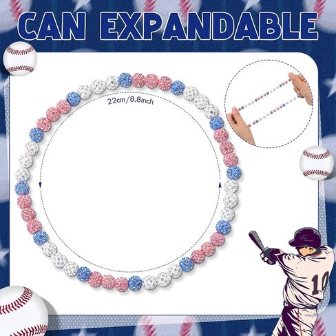 12 Pcs Baseball Bling Beaded Necklace and Baseball Rope Bracelet Set for Men Players Gifts Team Lovers in Kuwait