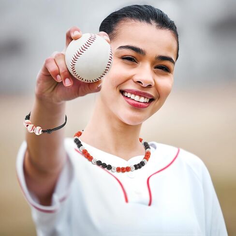 12 Pcs Baseball Bling Beaded Necklace and Baseball Rope Bracelet Set for Men Players Gifts Team Lovers in Kuwait