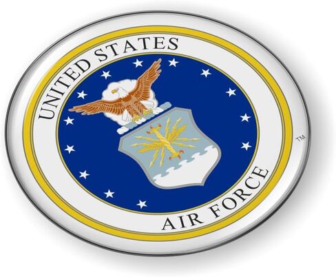 United States AIR Force, USAF 3D Domed CAR Emblem Badge Sticker Chrome Metal Bezel - Official USAF and USSF Licensed Product in Saudi Arabia