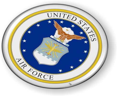 United States AIR Force, USAF 3D Domed CAR Emblem Badge Sticker Chrome Metal Bezel - Official USAF and USSF Licensed Product in Saudi Arabia